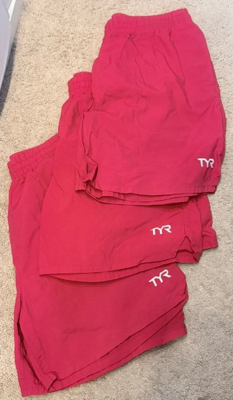 3 Pairs TYR Guard Lifeguard Swim Trunks Men's Shorts S Med Red White Casual Pool